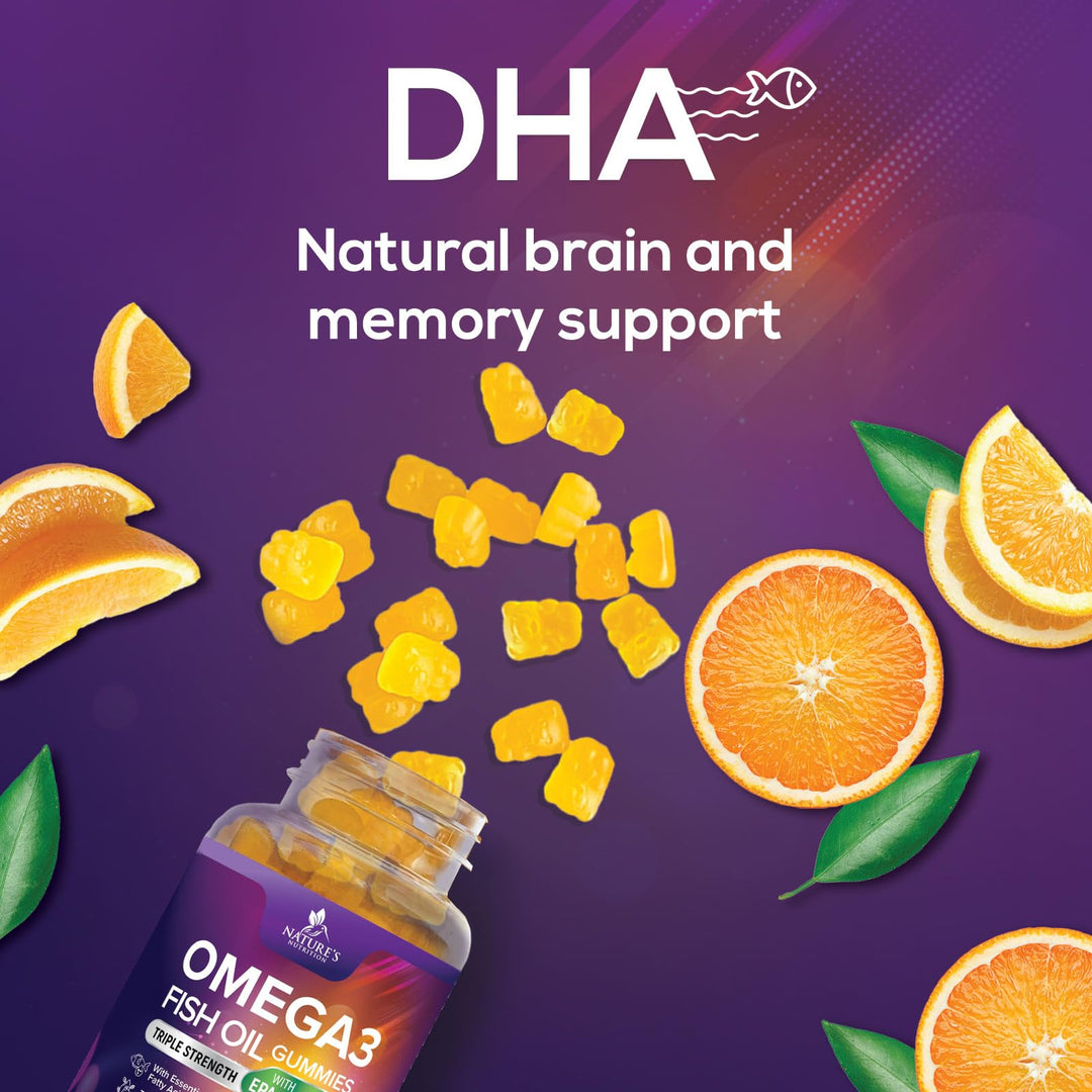 Omega 3 Fish Oil Gummies Tasty Natural Orange Flavor Ex