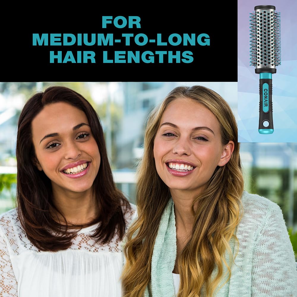 Conair Salon Results Round Hair Brush - Hair Brush Blow Dryer - Large Round Brush for Blow Out - Nylon Bristles - curly hair brush - hair brushes for women - hair brushes for women
