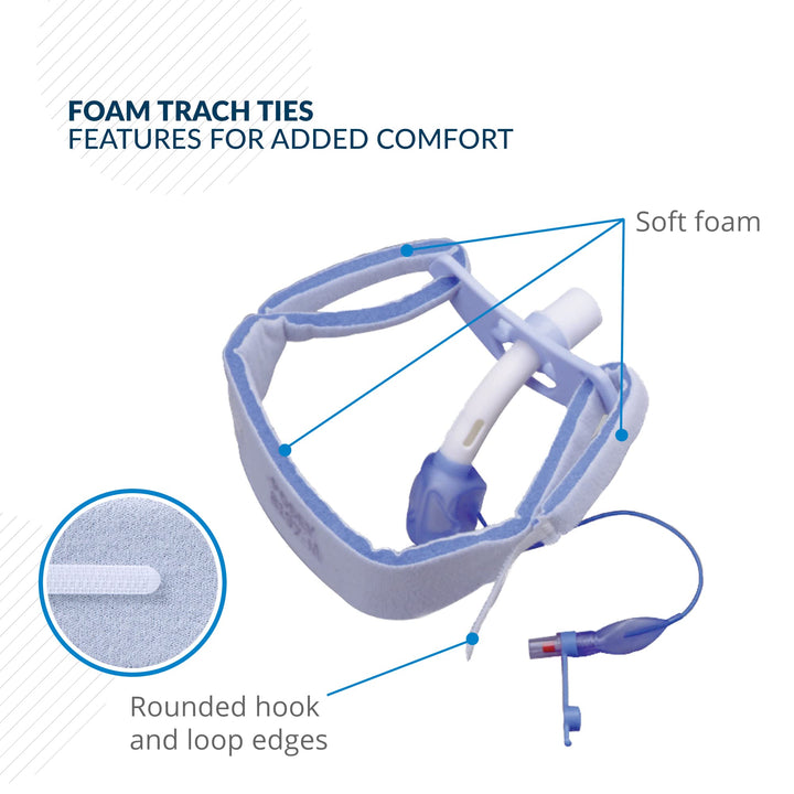 TIDI Foam Trach Tie – Large – 1 Package of 12 Ties – Tracheostomy Tube Holder – Home Care (8197L)