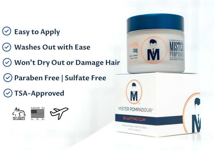 Sculpting Clay | Clay Pomade for Men and Women | Matte Finish | Volume &amp; Hold for Straight, Thick, Curly, or Fine Hair | Natural Ingredients | Better Than Hair Gel | 2 oz