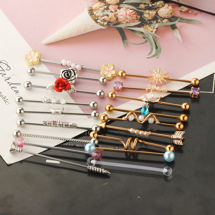 18pcs 14G Surgical Steel Rose Gold Industrial Piercings Barbell for Women Men Cartilage Industrial Earring Conch Industrial Bar Jewelry 1 1/2 Inch 38mm