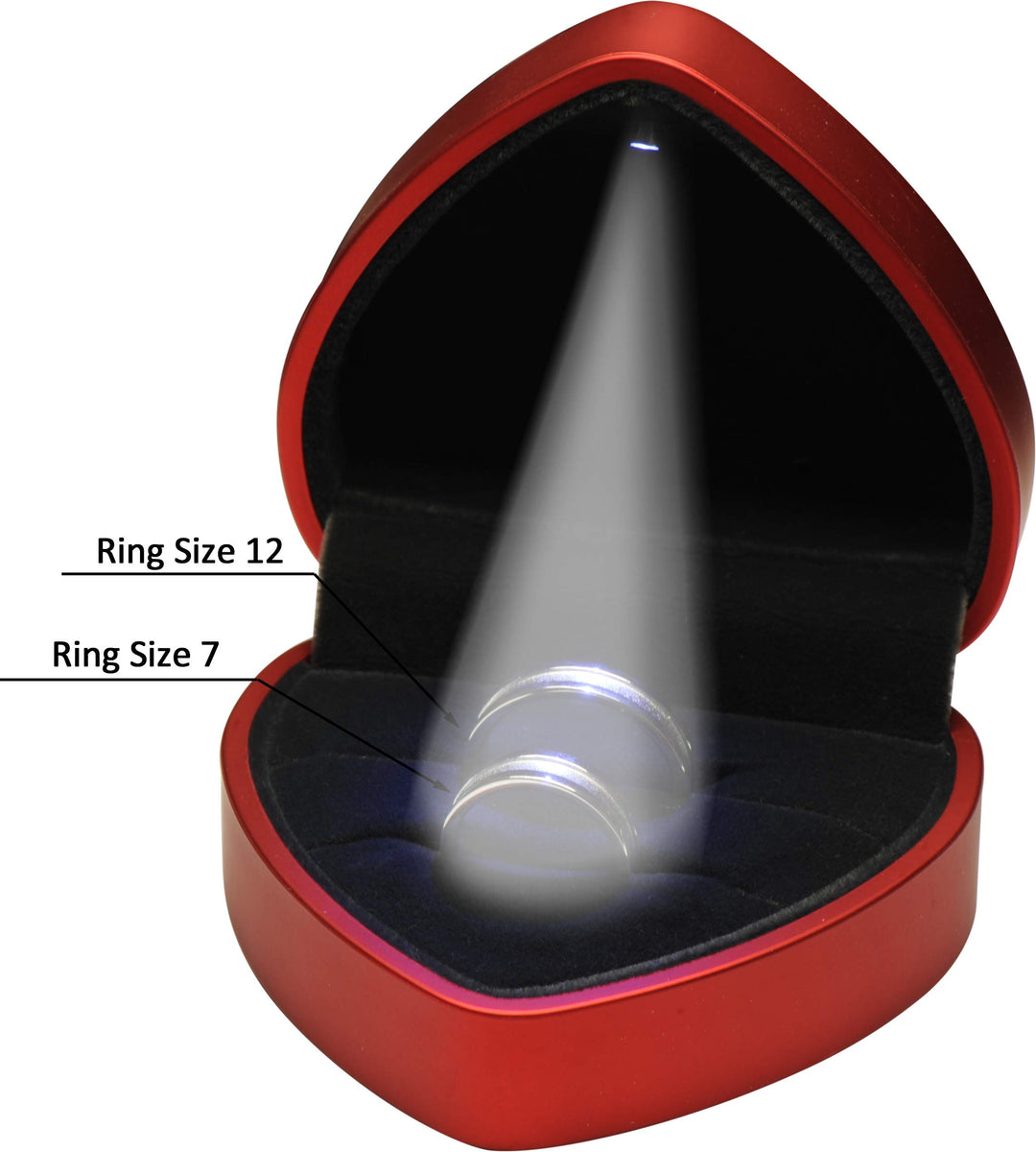 LED Red Double Couple Ring Box for Wedding, Engagement, Proposal, Birthday, Father&#39;s Day, Christmas...Luxury Heart Shaped Design LED Ring Jewelry Gift Box with Light for Women for Girls for Men