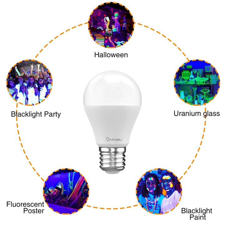 Onforu UV LED Black Lights Bulb, 7W A19 E26 Bulb, UVA L
