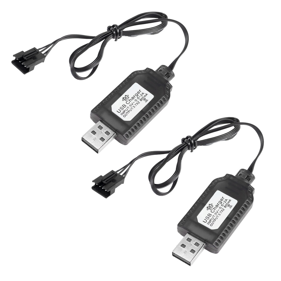 2 Pack 7.4V USB Charger Cable with SM-4P Plug Connector for LiPo Battery RC Model Vehicle Buggy Car Truck Boat