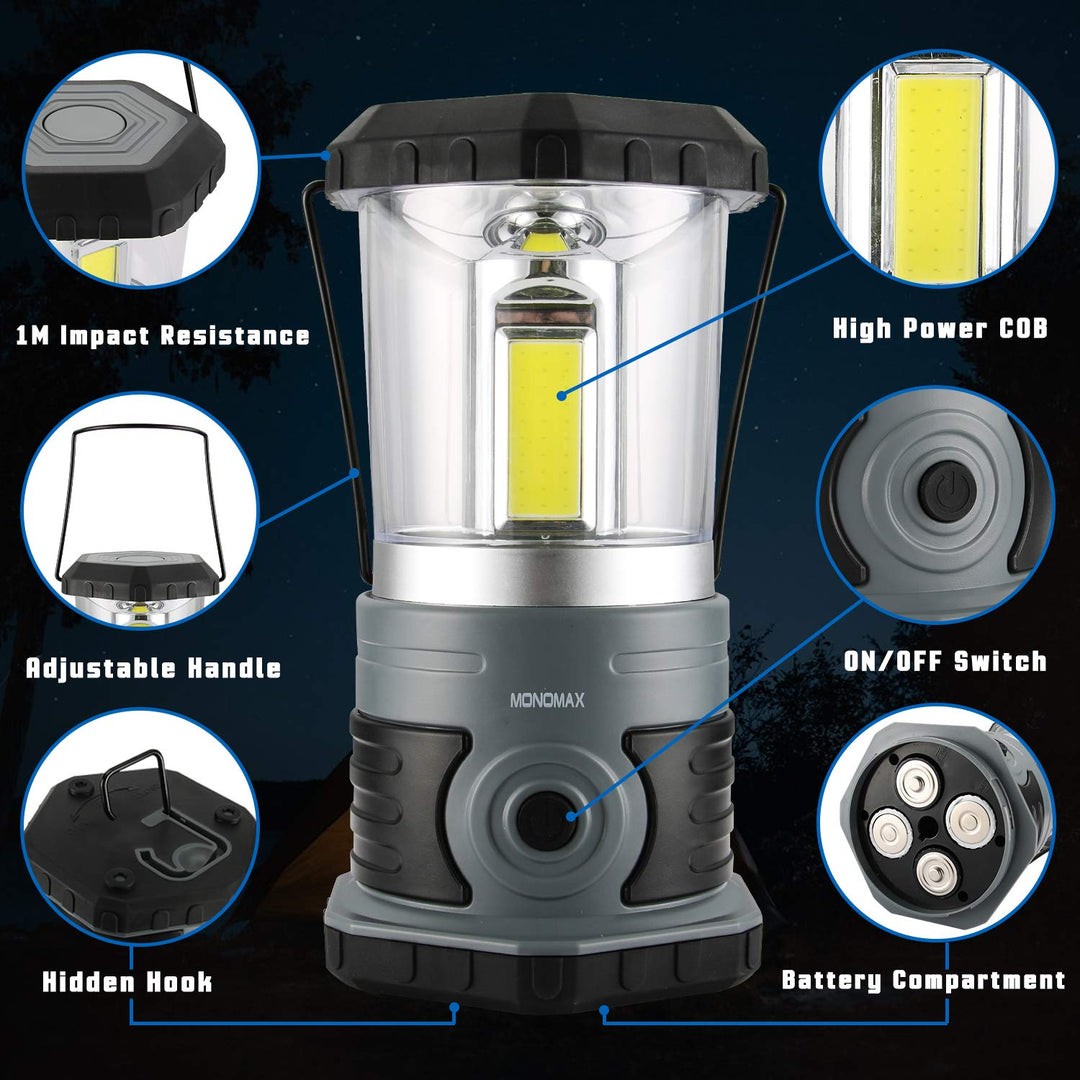 LED Camping Lantern Battery Powered 1500 Lumen COB Camping Light 4*D Batteries(Included) Perfect for Camp Hiking Emergency Kit