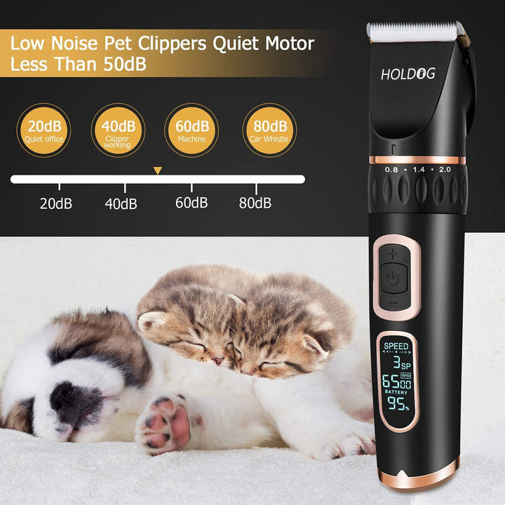 Dog Clippers Professional Heavy Duty Grooming Clipper 3-Speed Low Noise High Power Rechargeable Cordless Pet Tools for Small &amp; Large Dogs Cats Pets with Thick Coats