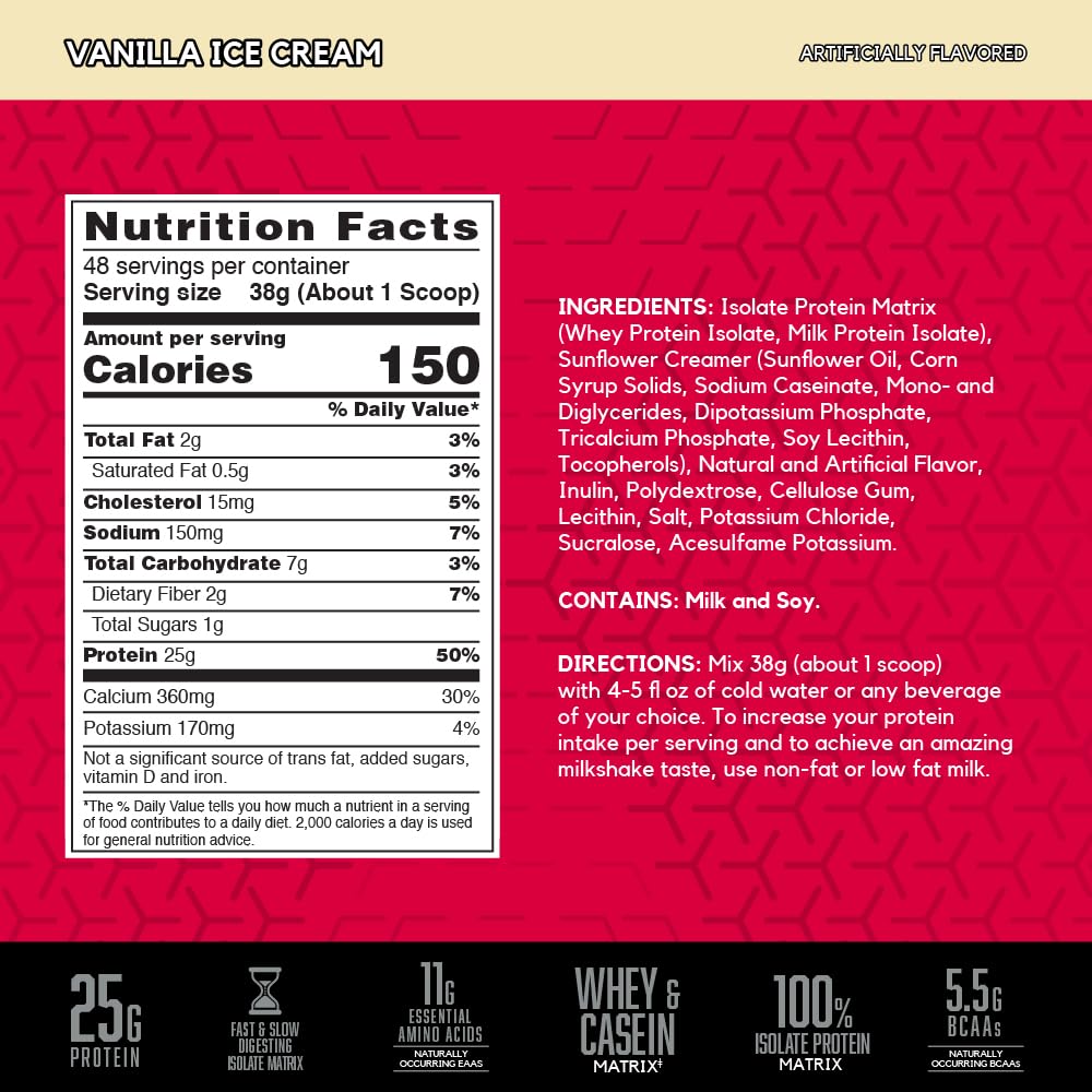 SYNTHA-6 ISOLATE Protein Powder, Vanilla Ice Cream, 4.02 lb (48 servings)