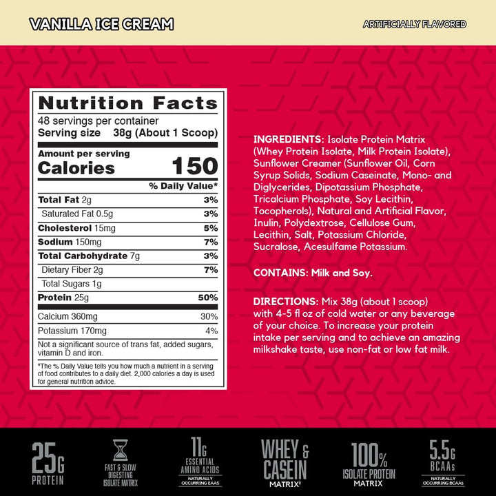 SYNTHA-6 ISOLATE Protein Powder, Vanilla Ice Cream, 4.02 lb (48 servings)