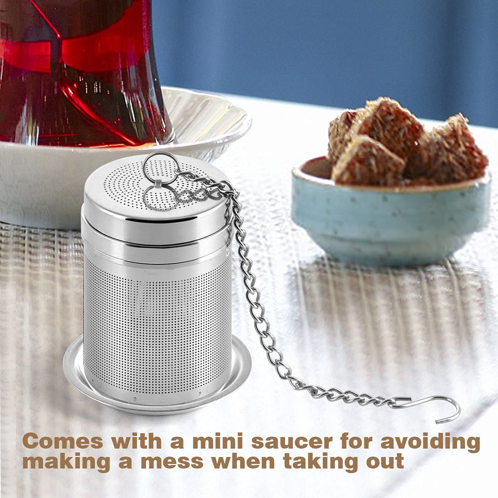 Tea Infuser, Extra Fine Mesh Loose Leaf Tea Steeper for Loose Tea 304 Stainless Steel Tea Strainers with Extended Chain Hook to Brew Loose Leaf Tea,Tea Ball Strainer