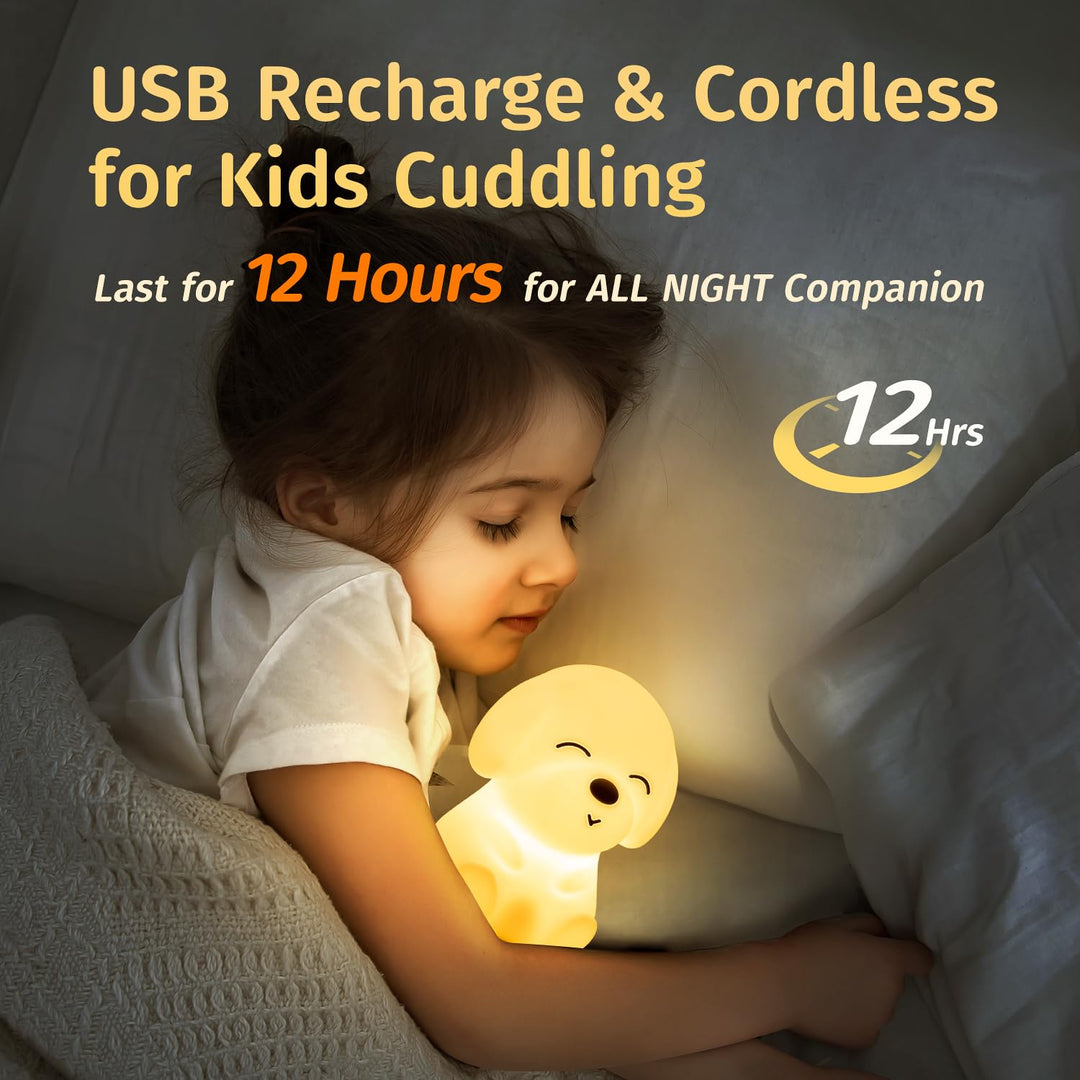 Baby Night Light for Kids,16 Colors &amp; Soft Silicone Dog Kids Night Light,Timer Toddler Night Light,Dimmable+Rechargeable Night Light,Cute Night Light Touch Night Light,Christmas Gifts for Kids