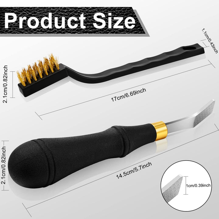 Roughing Leather Craft Tool Detail Rougher 10 mm Stainless Steel Head Leather Tools Leather Working Tools and Copper Wire Brush Curved Handle Scratch Brush Metal Brush for Leather Craft Rust Cleaning