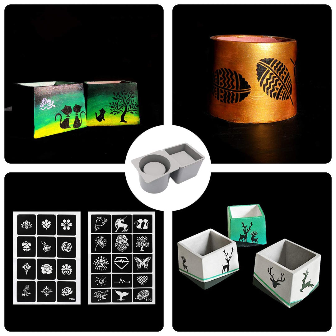 Silicone Molds for Concrete Flower Pots, Mini Concrete Silicone Mold for Plants, Square and Round Shape,2 Pack