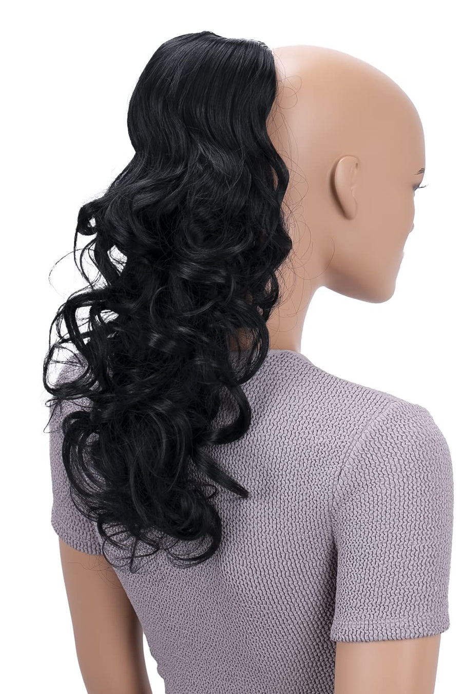 PRTTYSHOP Hair Piece Pony Tail Extension Draw String Voluminous Curly Heat-Resisting 22 black #1 PH9