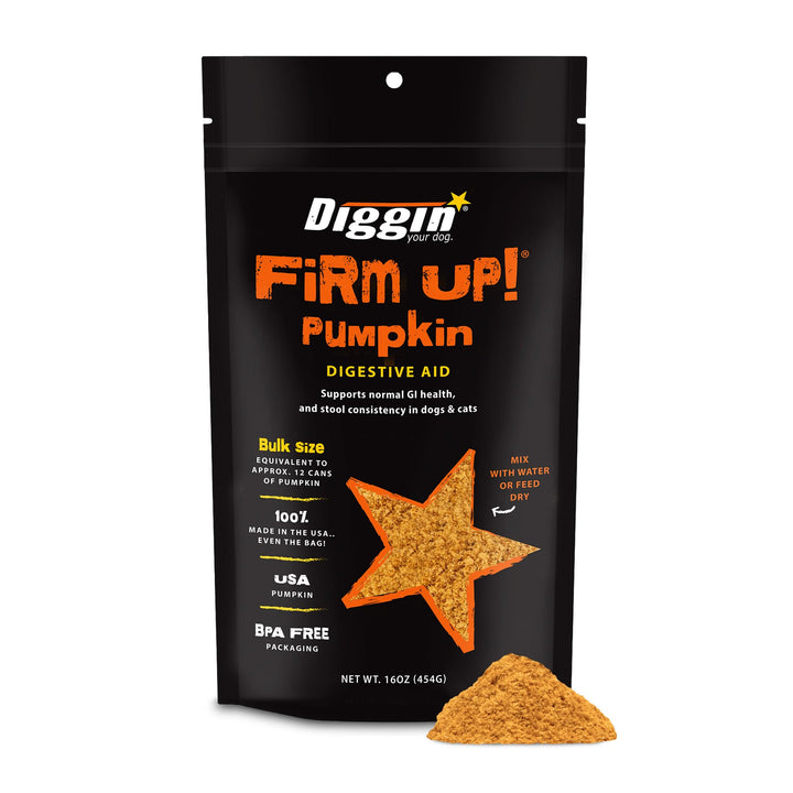 Diggin&#39; Your Dog – Firm Up Pumpkin for Dogs &amp; Cats – Fiber Supplement with Pumpkin &amp; Apple Fiber for Cat &amp; Dog Digestive Support – Made in USA, 16 oz