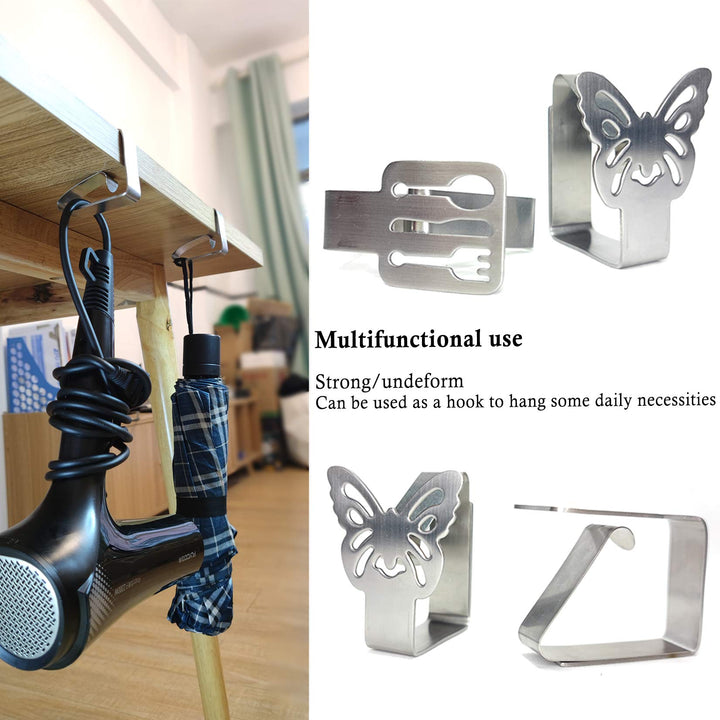 Tablecloth Clips for Outdoor Dining Table 8 pcs Picnic Tables Clips Thickened Strong Stainless Steel,Table Cloth Clips Holders Ideal for Outdoor and Indoor,Home,Restaurant, Party (Tableware)
