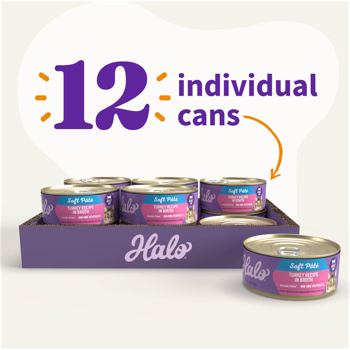 Wet Cat Food Whole Turkey Stew Recipe, Grain Free Wet Cat Pate, Canned Cat Food for Extra Hydration, 5.5 Oz Can (Pack of 12)