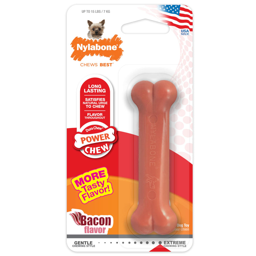 Power Chew Classic Bone Chew Toy for Dogs, Durable Dog Toys for Aggressive Chewers, Bacon Flavor, X-Small/Petite - Up to 15 lbs. (1 Count)