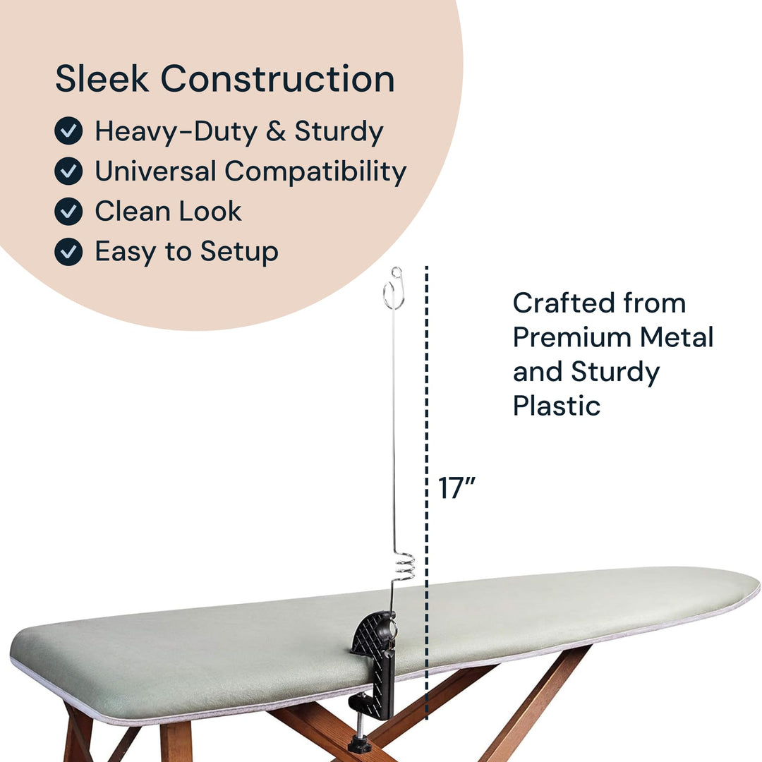 Cord Holder for Ironing Board - Flexible Universal Steam Iron Cord Minder, Keeps Cord Out of The Way - Flex Cable Organizer, fits All Standard Ironing Boards