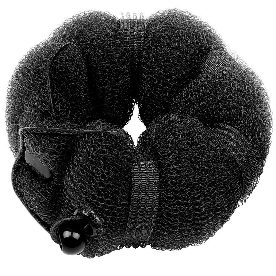 Goldrose Beauty Buns 2 Pieces Magic Hair Styling Styler Twist Ring Former Shaper Doughnut Donut Chignon Bun Maker Clip Hair Curler Accessory Middle & Large (Black)