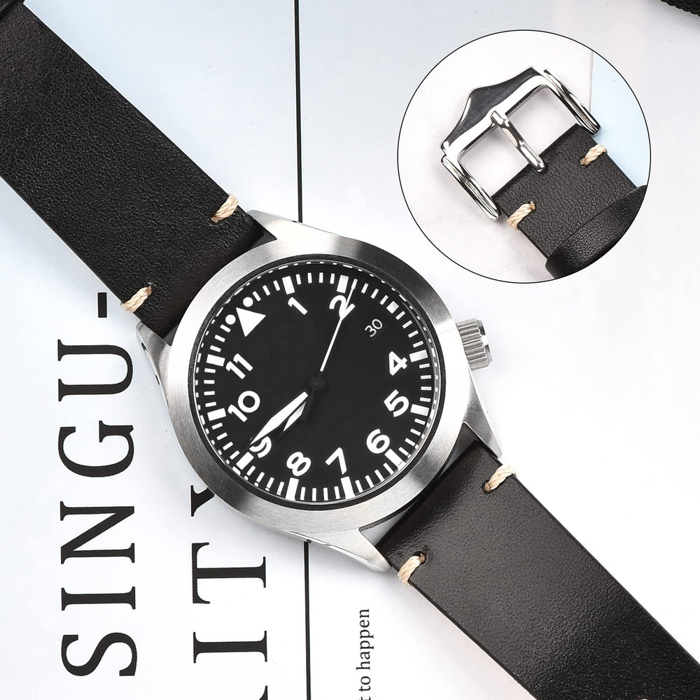 Leather Watch Bands 20mm for Men Vintage Watch Straps Brown for Women Crazy Horse Leather Replacement Watchband