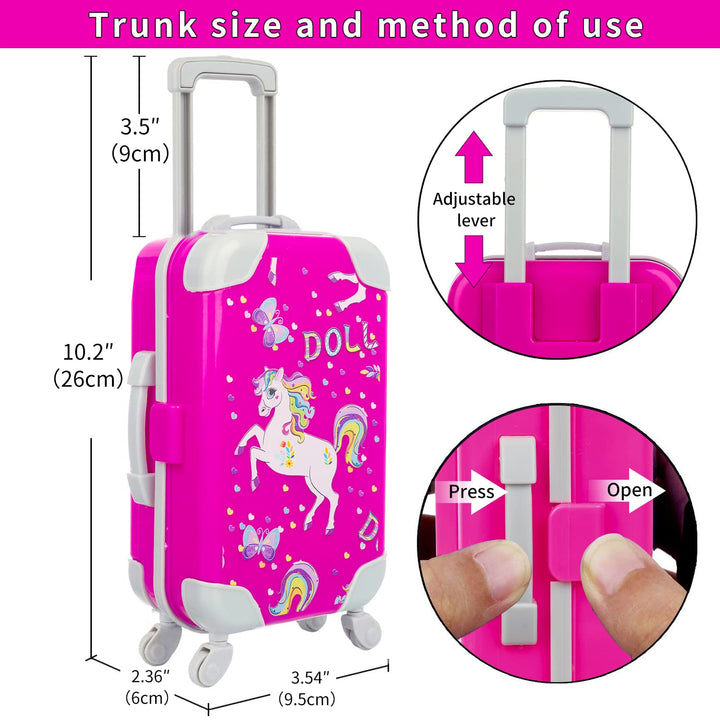 American 18 Inch Doll Clothes and Accessories Travel Luggage Play Set Including 18 Inch Doll Clothes Travel Suitcase Travel Pillow and Eye Mask