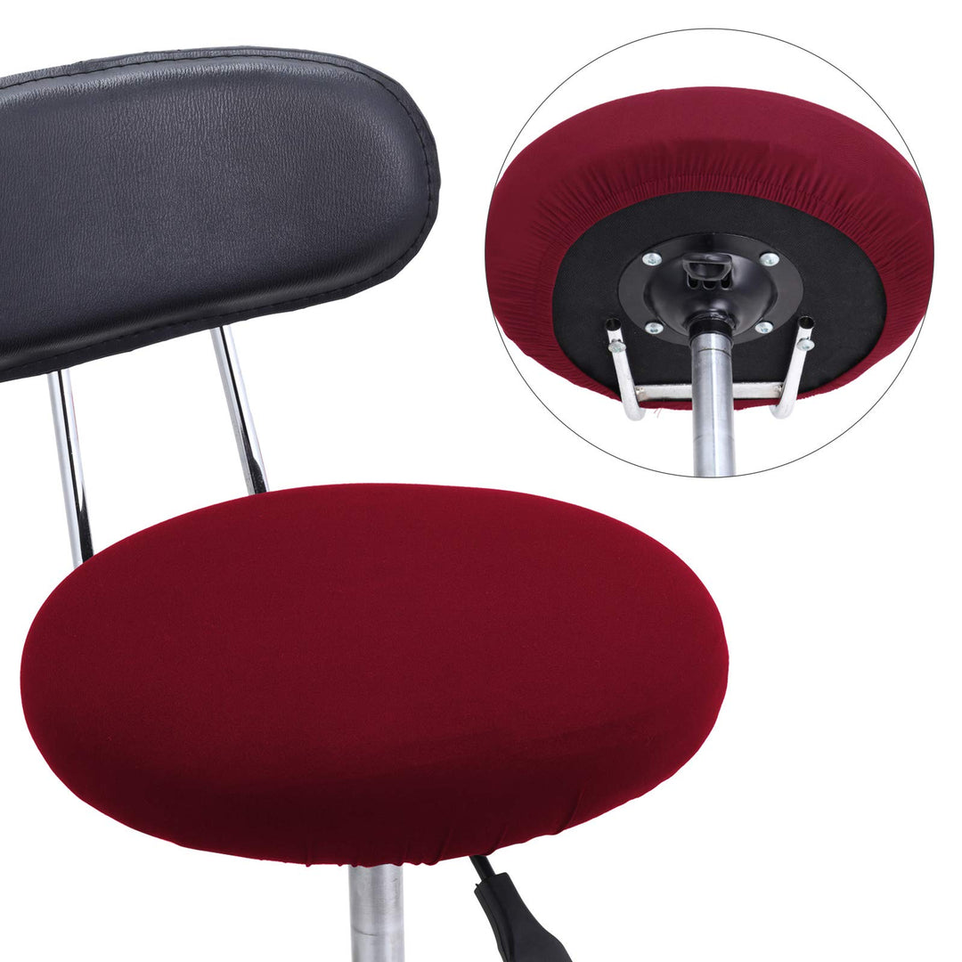 Round Bar Stool Covers Elastic Bar Chair Covers Washable Stool Cushion Slipcover for Home Bar Hotel Use, 12-14 Inch (Wine Red,4 Pieces)