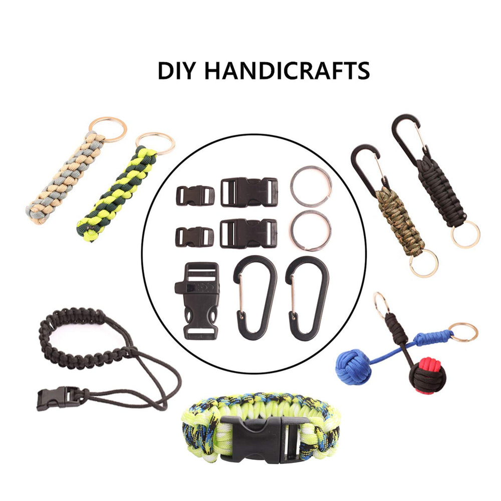 Paracord,Paracord 550 Combo Crafting Kits with 5 Types Buckles,20 Feet Each Paracord Rope (Light Rainbow Set 200feet) (D-Set)