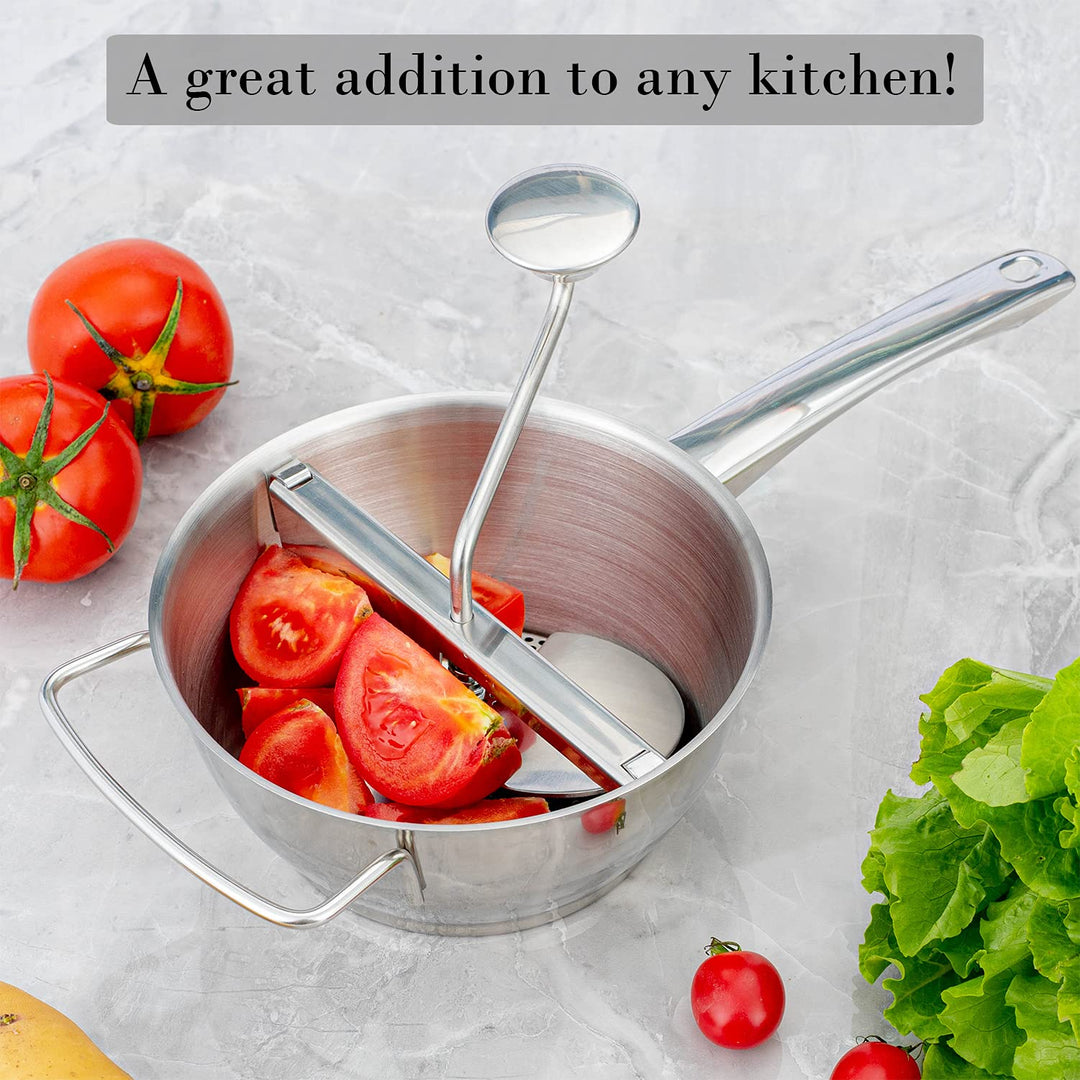 Food Mill 18/10 Stainless Steel Fruit Vegetables Grinder Large 2 Quart Capacity 4 Milling Discs Dishwasher Safe