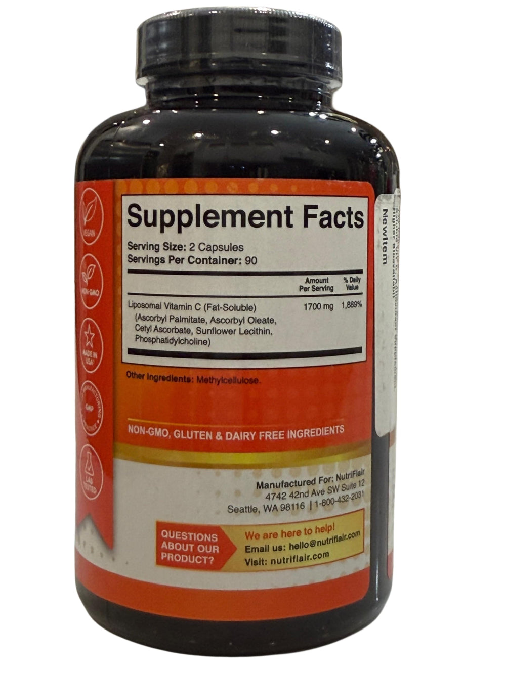 Liposomal Vitamin C, 180 Capsules - High Absorption, Fat Soluble VIT C, Antioxidant Supplement, Higher Bioavailability Immune System Support & Collagen Booster, Non-GMO, Vegan Pills