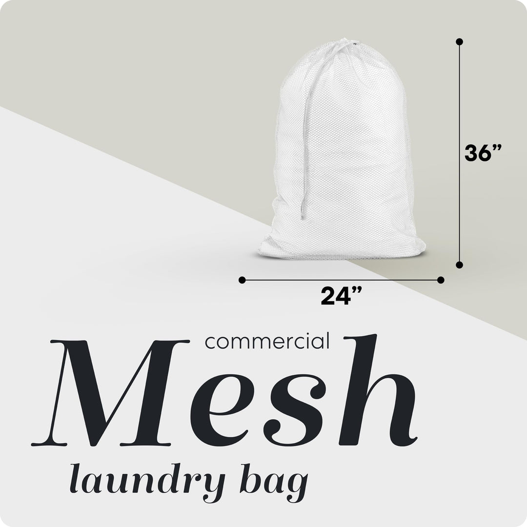 Mesh Laundry Bag - Secure Drawstring Closure, Machine Washable, Spacious Storage, Durable Material, Commercial Factories, College Dorm, Laundromat, Apartments. (24 x 36 | White)