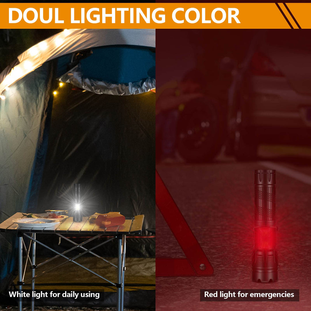Flashlights Rechargeable LED High Lumens, Powerful 900,000 Lumen Flashlight, High Power Heavy Duty Red &amp; White Flash Lights, Double Source, for Men Gift Emergency Hiking Work