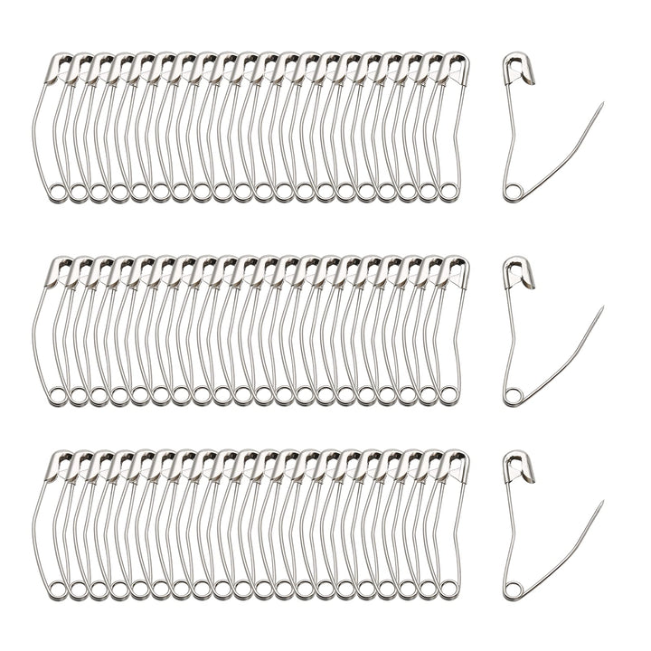 60Pcs Curved Safety Pins Size 4, 2-1/4 inch / 57mm Quilting Basting Pins, Bent Safety Pins for Quilting and Knitting (Sliver)