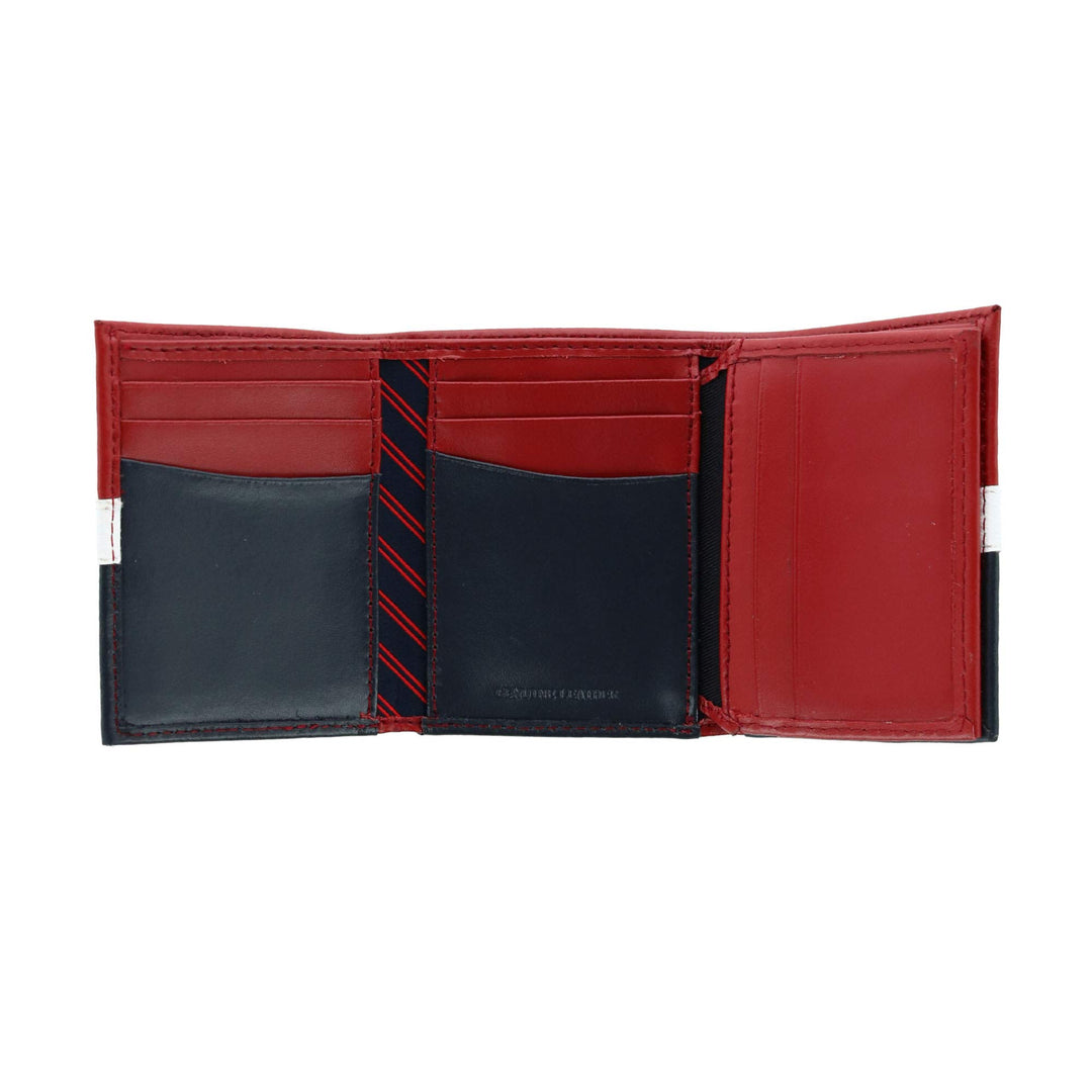 Men&#39;s Leather Trifold Wallet, Red/White/Blue, One Size