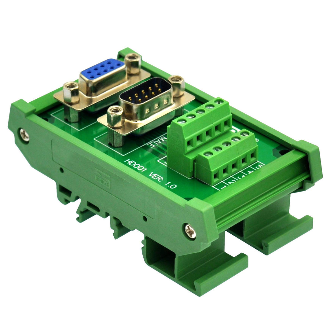DIN Rail Mount D-SUB Male-Female Interface Module Terminal Block Breakout Board (DB37)