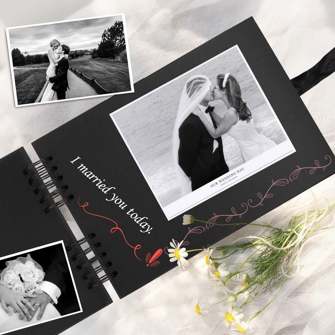 Photo Album Scrapbook - Photo Album Self Adhesive 80 Black Pages, Large Photo Album Scrap Book Wedding Guest Book for DIY Anniversary Travel Memory Scrapbooking (Black 8X12)