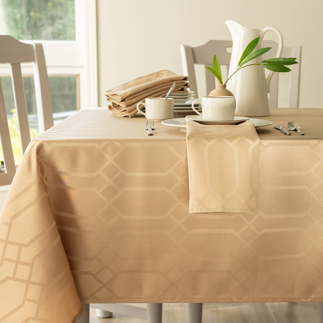 Solid Chagall Spillproof Fabric Table Cloth, for Everyday, Parties, Weddings, &amp; Holiday Tablecloth (60 x 120 Rectangular, Wheat)