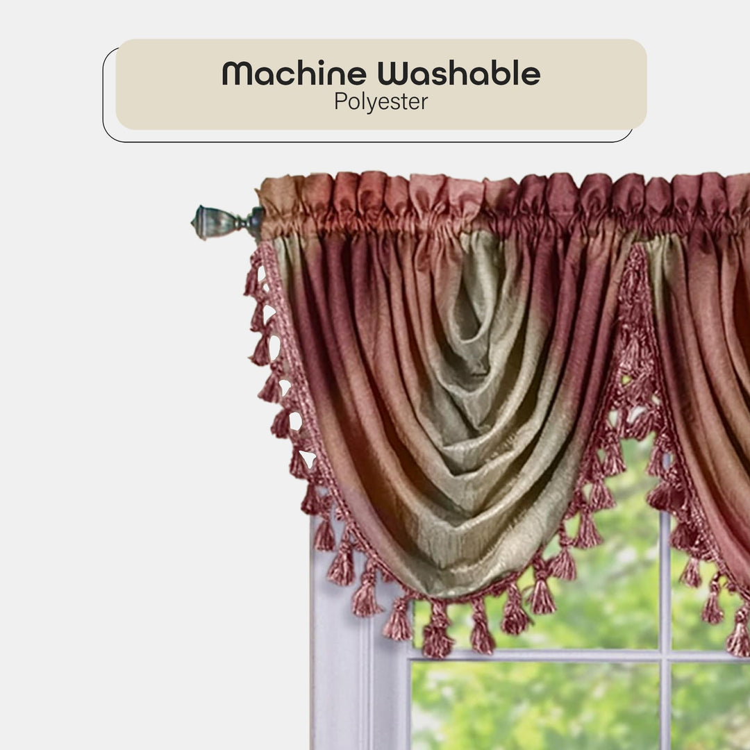 OMWFVLBU06 Ombre Waterfall Valance Burgundy