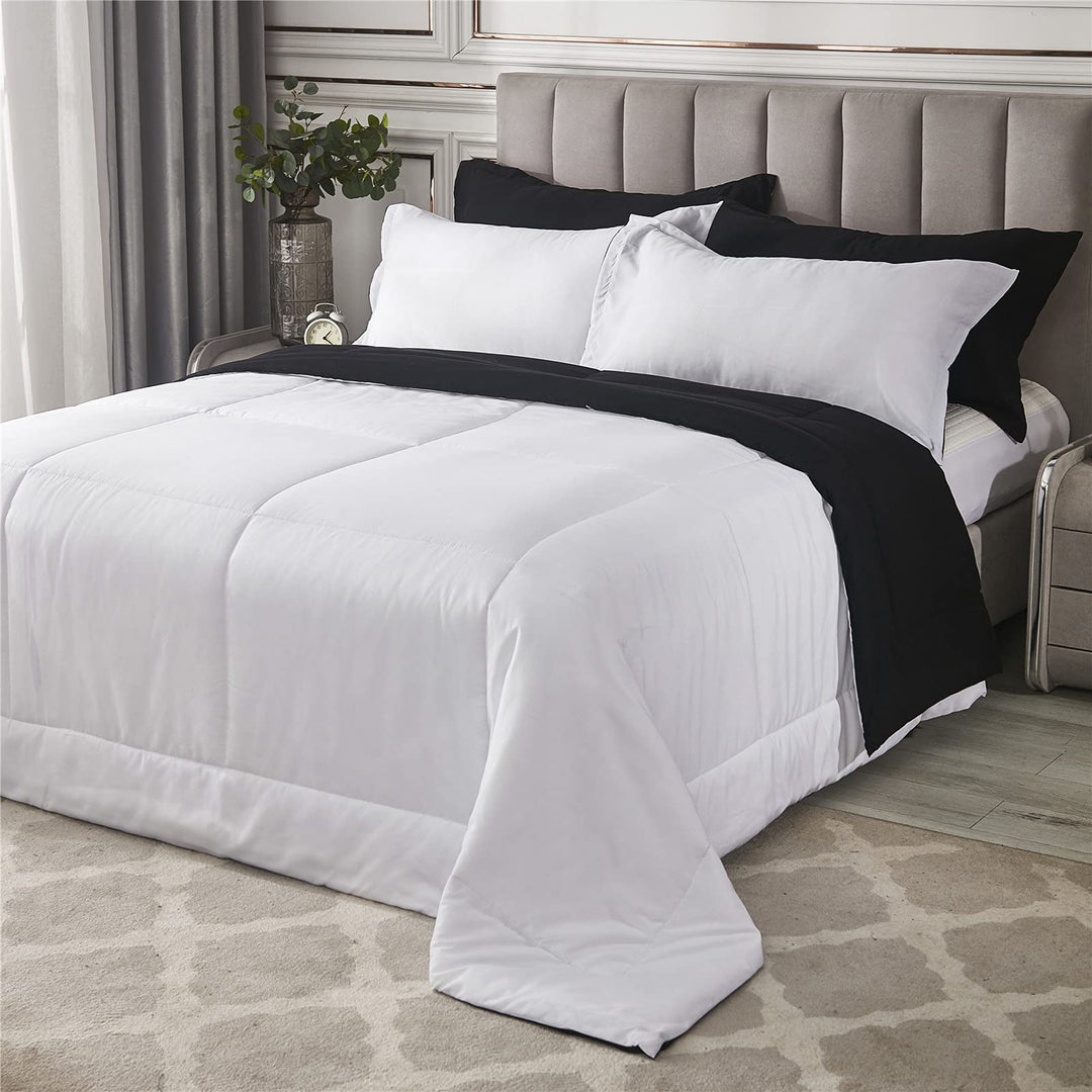 Black White Comforter Set Queen Lightweight Bedding Comforters Sets Down Alternative Reversible Comforter Sets Queen Size Bed Duvet Insert - (Full/Queen,All Season,bedroom)