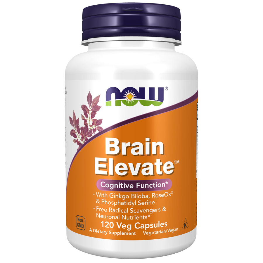 Supplements, Brain Elevate™, Featuring Ginkgo Biloba, RoseOx® and Phosphatidyl Serine, 120 Veg Capsules