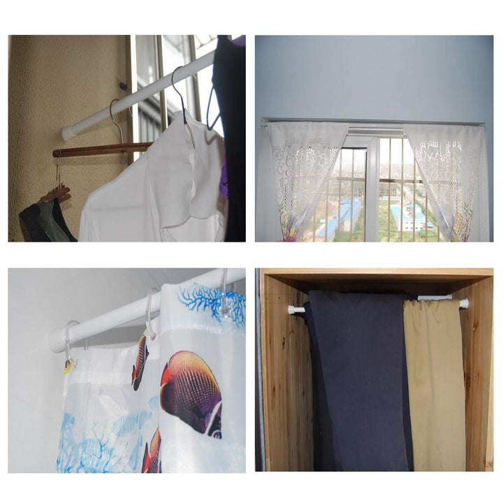 Mini Spring Cupboard Bars Tensions 11.8 to 20, Adjustable Short Tension Shower Rod, Round French Door Curtain Rods - for Cupboard, Cabinet, Wardrobe, Door, Window, Bathroom - White, 4 Pack