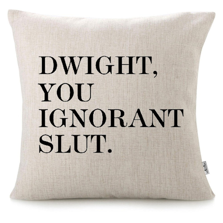 Cotton Linen Throw Pillow Case - Dwight, You Ignorant S… Home Decor Wedding Gift Engagement Present Housewarming Gift Cushion Cover 18 X 18