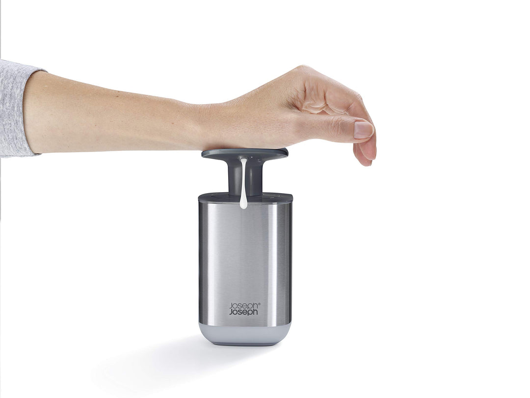 Presto Stainless-Steel Hygienic Easy-Push Soap Dispenser with Wide Pump, Stainless Steel/Gray