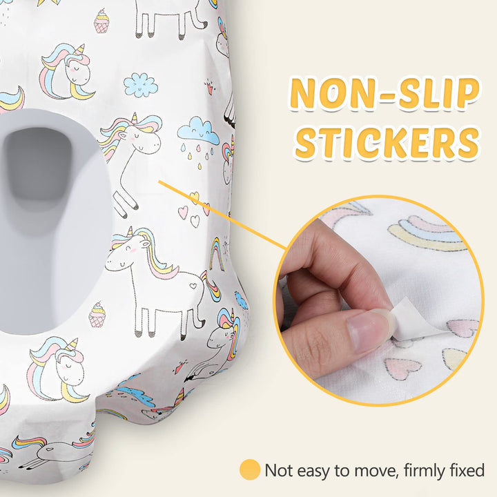 40 Pcs Toilet Seat Covers Disposable for Kid Toddler Extra Large Paper Potty Seat Cover Potty Training Liners Individually Wrapped Portable Toilet Seat Cover for Travel (Unicorn Style)