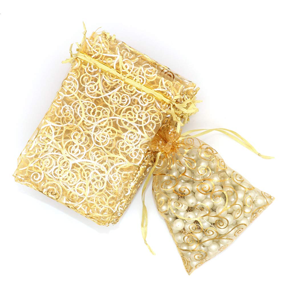 Organza Gift Bags 100Pcs Gold Sheer Organza Bag 4x6 Inc