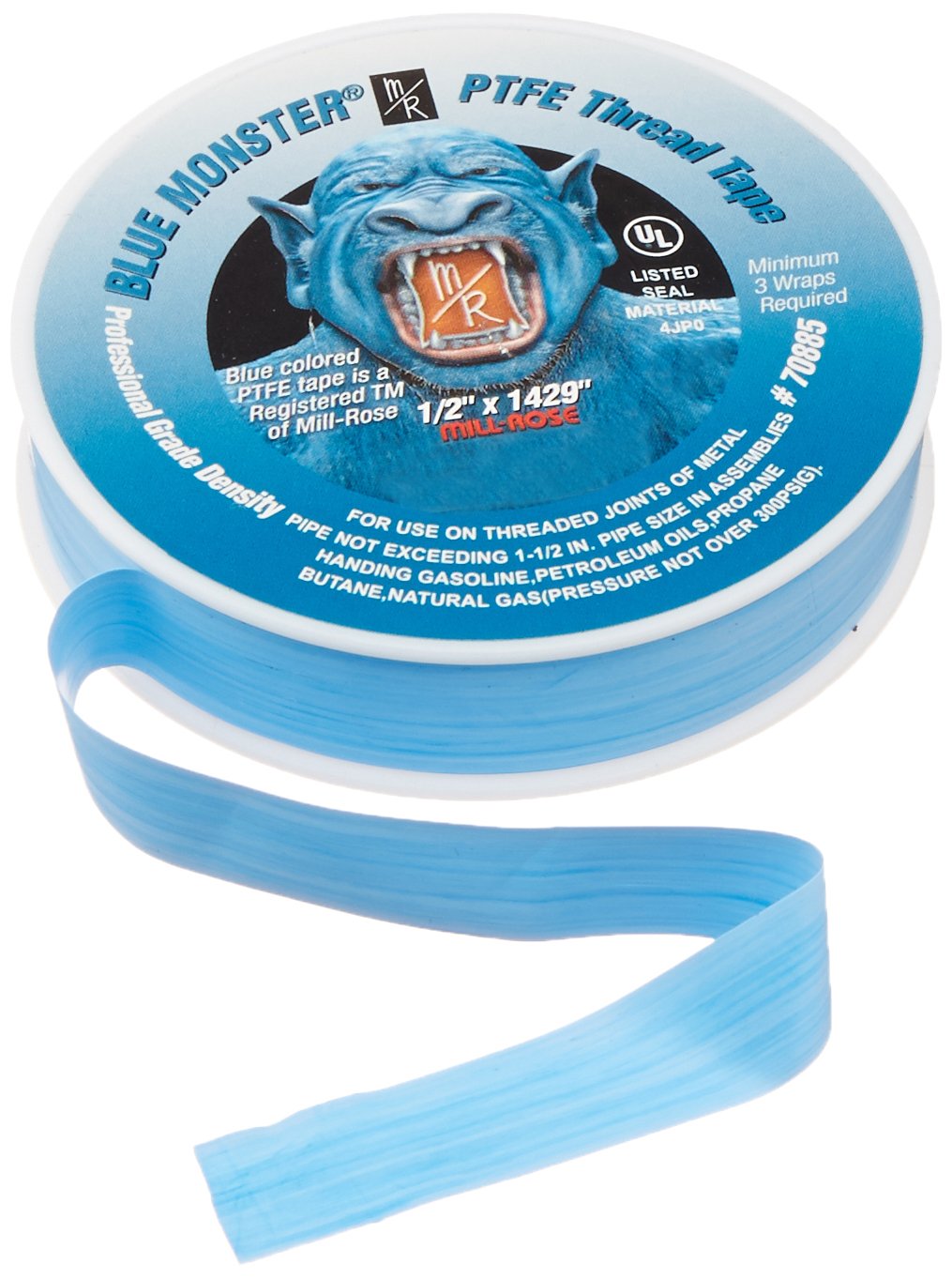 70885 Blue Monster PTFE Pipe Thread Sealant Tape, 1/2-Inch x 1429-Inches, Blue