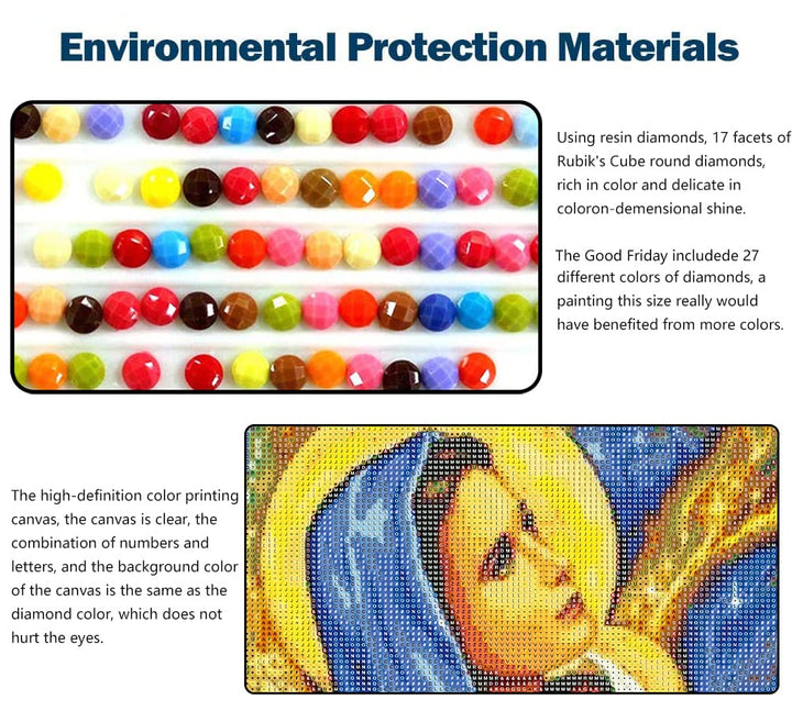 5D DIY Diamond Painting Kits for Adults, Large Size Full Drill Diamond Arts Rhinestone Pasted, DIY Painting Diamonod Dot Arts Crafts for Home Wall Decor Gift, 15.7x19.7 (Virgin Mary)