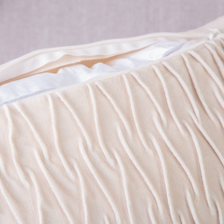 Set of 2 Super Soft Velvet Decorative Throw Pillow Covers 24x24 inch Beige Square with Texture Luxury Style Cushion Case European Pillow Shell for Sofa Bedroom