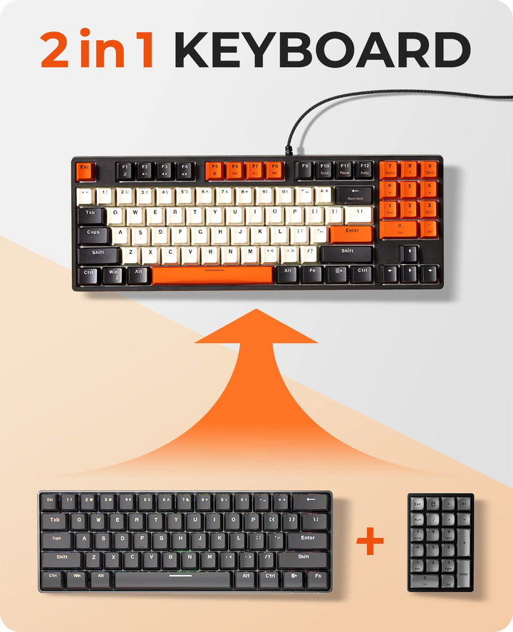 Mechanical Keyboard, Wired Compact PC Keyboard with Number Pad Red Switch Mechanical Gaming Keyboard 89 Keys for Computer/Laptop (Black)