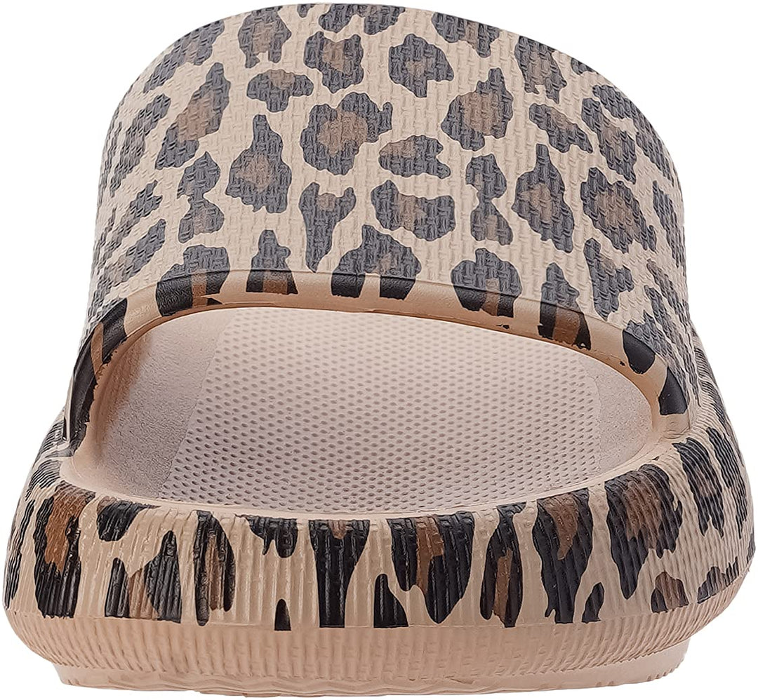 Slides for Women | Pillow Slippers Bathroom Sandals | Extremely Comfy | Cushioned Thick Sole 37-38 Leopard