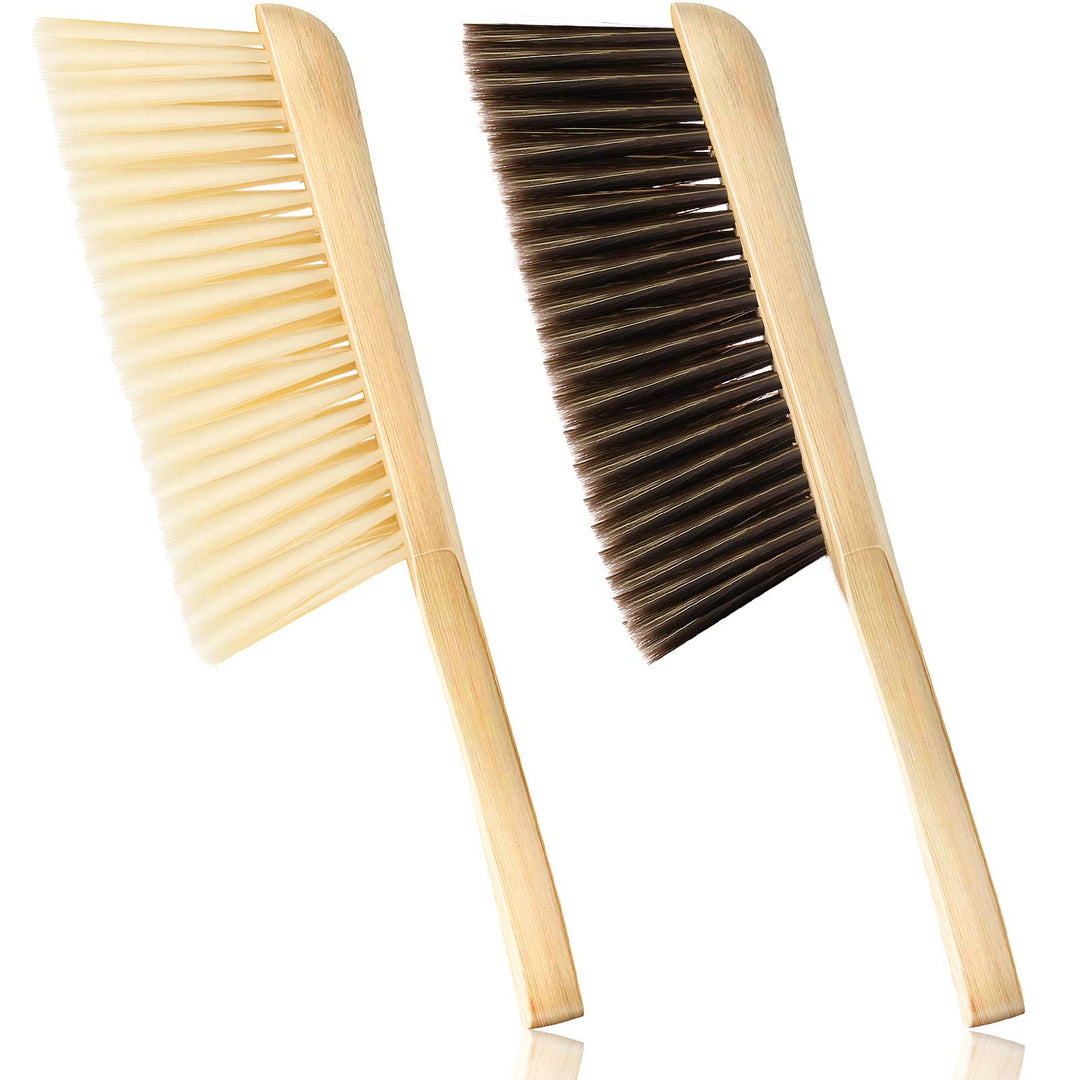 2 Pieces Wooden Bench Brushes Fireplace Brush Natural Fiber Bench Brush Soft Bristles Long Wood Handle Dust Brush for Hearth Tidy Car Home Workshop Woodworking